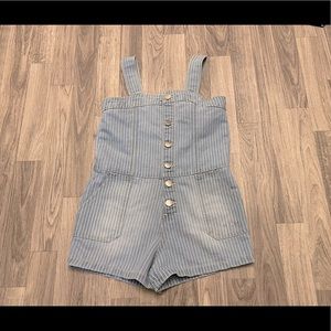 DKNY Girls Striped Jean Denim Romper